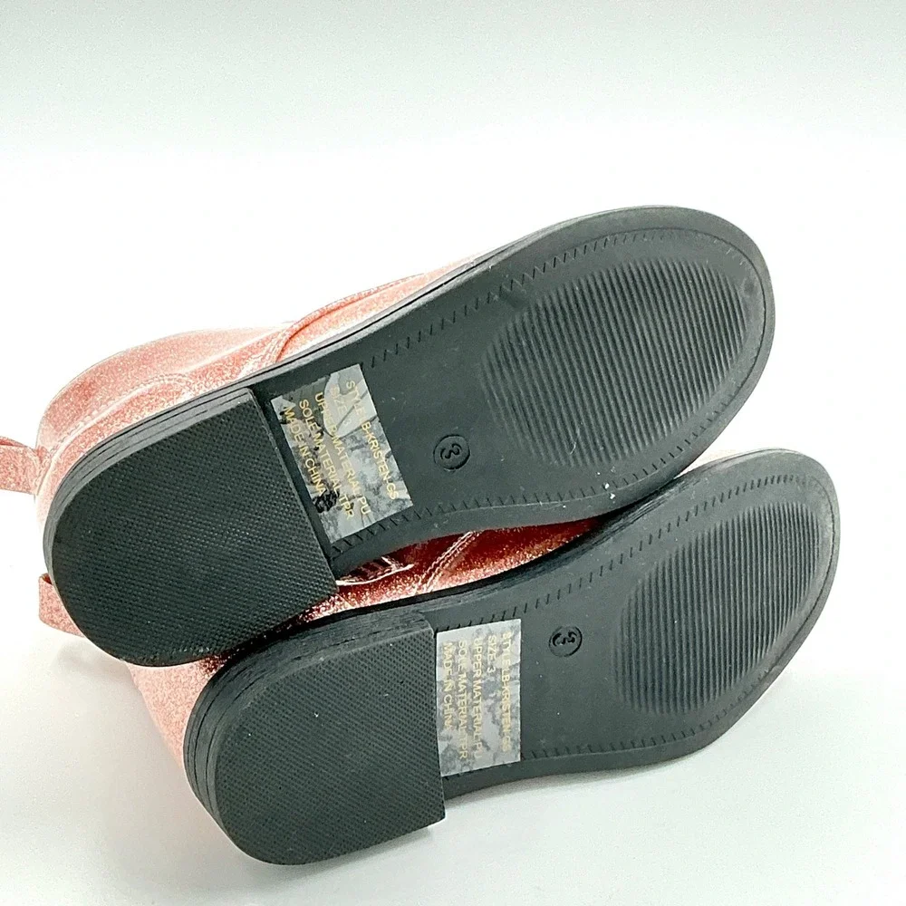 Lucky Brand Girls Size 3 Boots Pink Glitter Zip NEW Kristen Little Kid $55